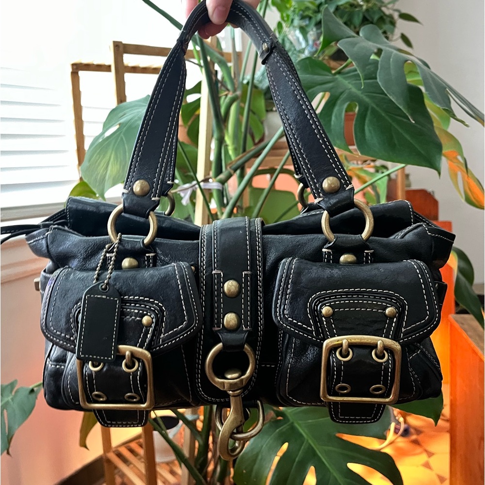 Vintage 65th Anniversary Coach Legacy Mandy Black Leather Satchel #10331
